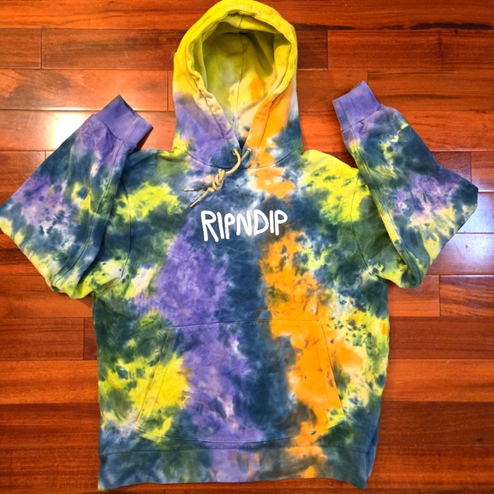 Ripndip Tie-Dye Hoodie - Yellow, Green, Purple, Small